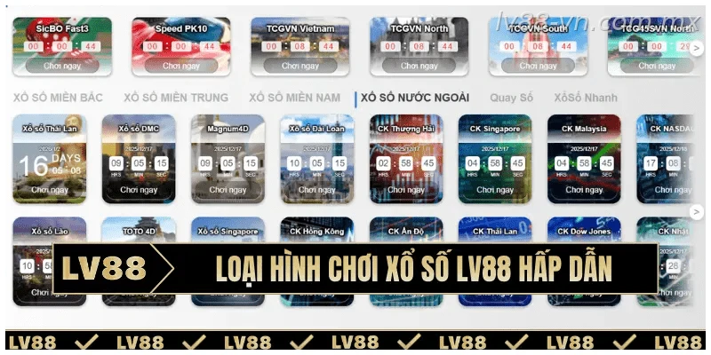 Loại hình chơi xổ số LV88 hấp dẫn
