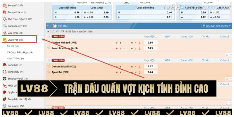 Trận đấu quần vợt kịch tính đỉnh cao